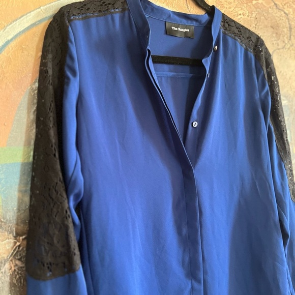 The Kooples Blue Button-down Blouse with lace trims - Picture 5 of 11